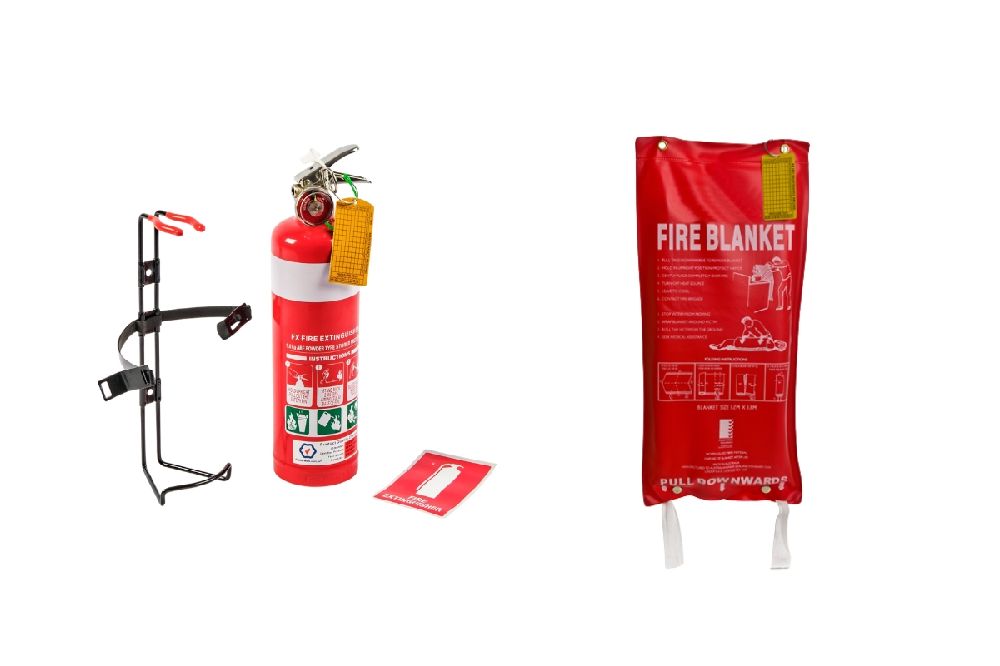  Fullworks Fire Safety fire extinguisher and fire blanket.